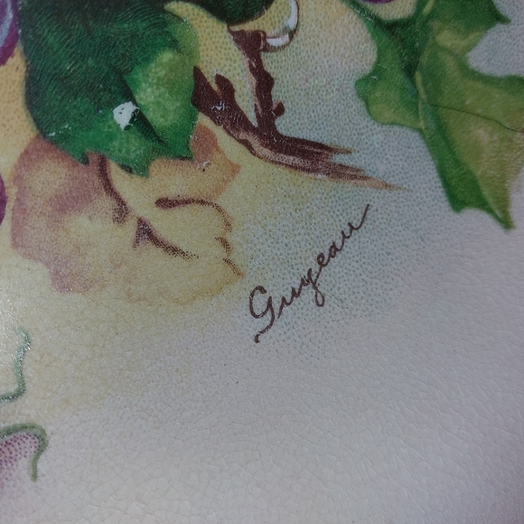 Artist-signed Antique Guyeau Hand-painted Porcelain Bowl, Grapes Design... - Picture 3 of 3